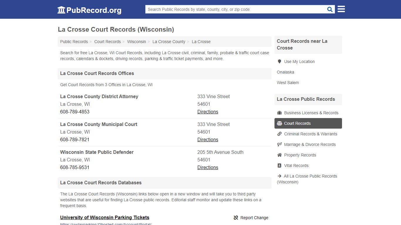 Free La Crosse Court Records (Wisconsin Court Records) - PubRecord.org
